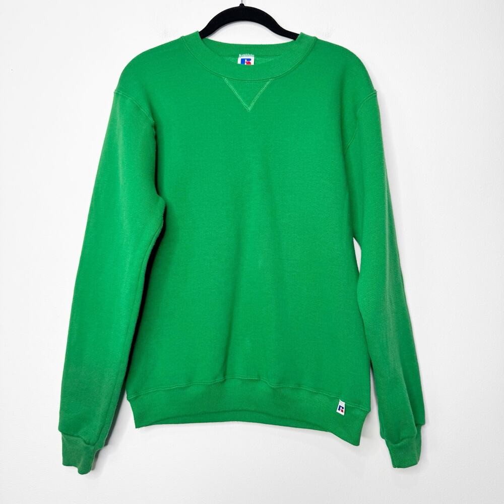 Vintage Russell Athletic USA Kelly Green Crewneck Sweatshirt Blank Small